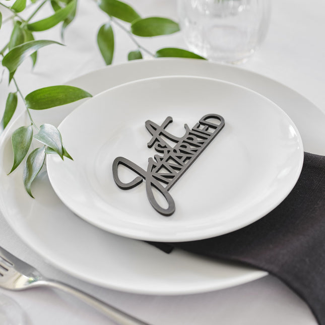 Décoration de table de mariage Just Married Wood 12cm