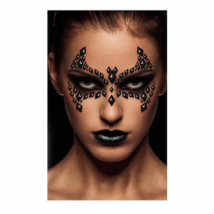 Autocollant visage noir chauve-souris 30x14 cm