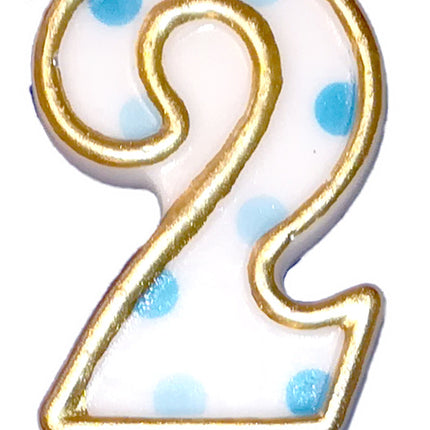 Bougie 2 ans Points bleus 8.5cm