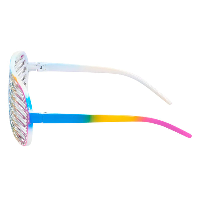 Lunettes arc-en-ciel rayées pailletées