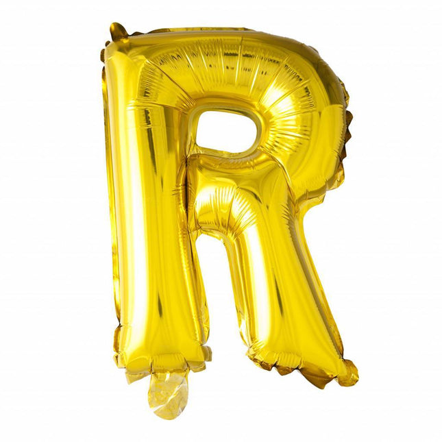 Ballon de baudruche Lettre R doré 41cm avec paille
