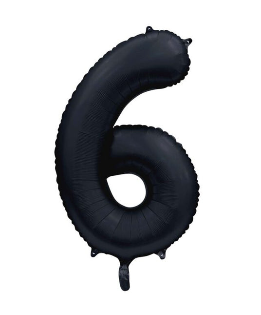 Ballon à figures noir 6 ans brillant 86cm