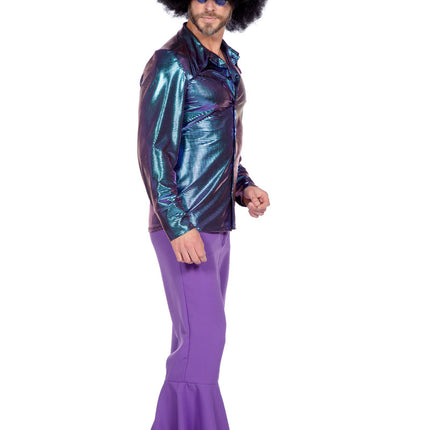 Chemisier Disco bleu violet métallisé