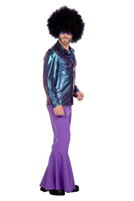 Chemisier Disco bleu violet métallisé