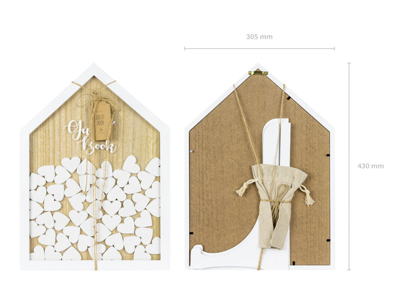Livre d'or en bois Coeurs 43cm