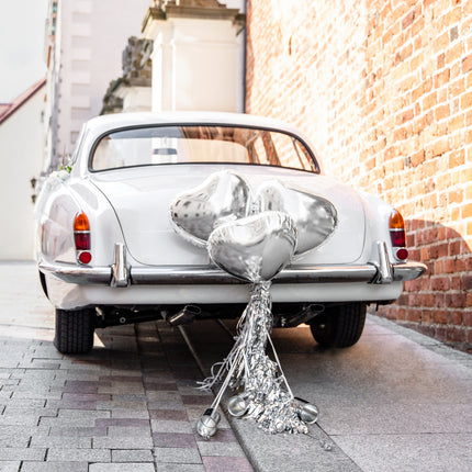 Set de décoration de voiture Coeurs de mariage Argent