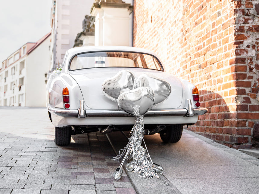 Set de décoration de voiture Coeurs de mariage Argent