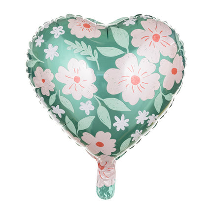 Ballon à l'hélium Coeur Fleurs Vide 45cm