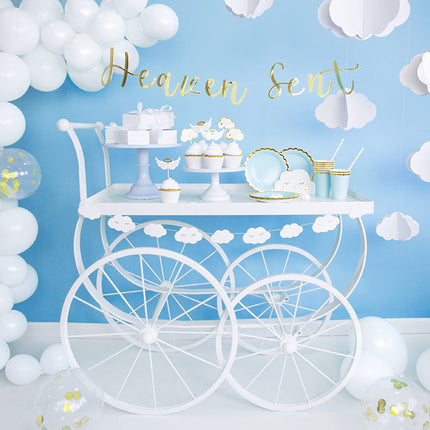Assiettes en carton bleu clair or 18cm 6pcs