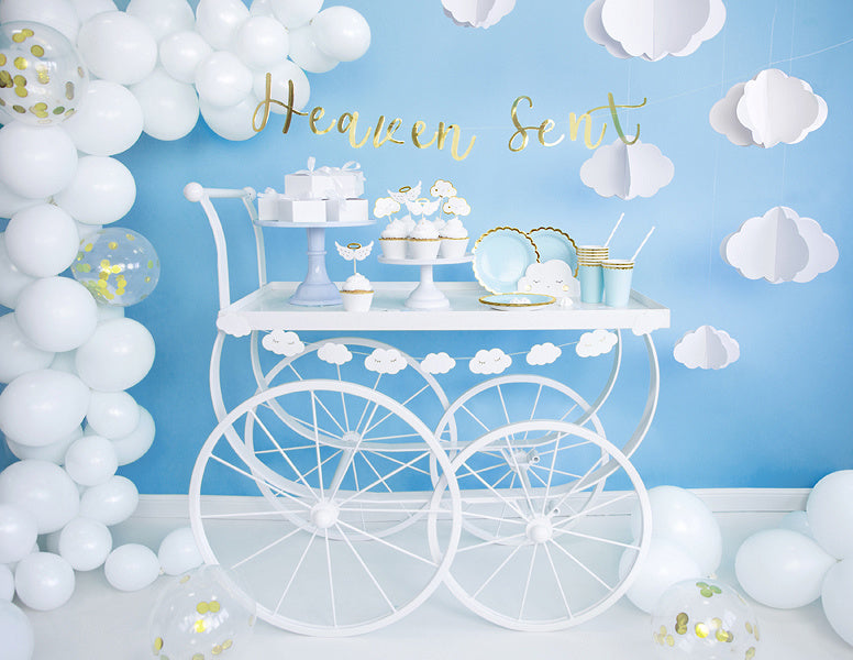 Assiettes en carton bleu clair or 18cm 6pcs