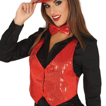Gilet à paillettes Rouge Dames