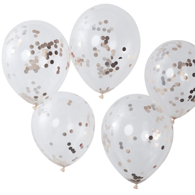 Ballons confettis or rose 30cm 5pcs