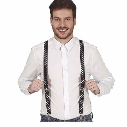 Bretelles noires à pois