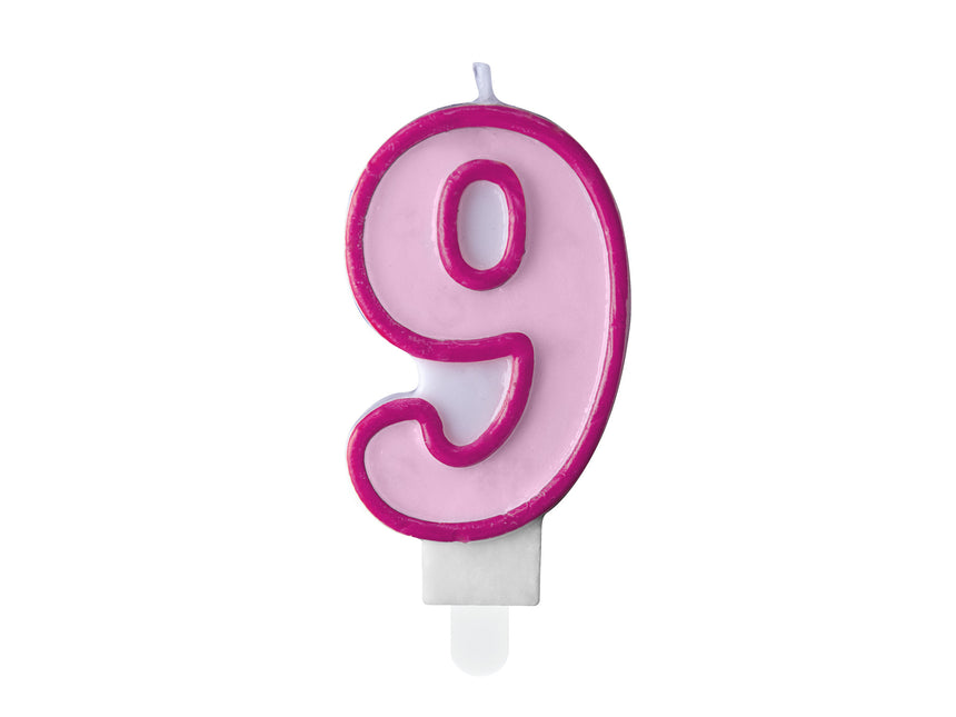 Bougie 9 ans rose 7cm
