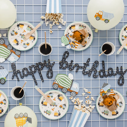 Guirlande de lettres Happy Birthday Véhicules de construction 2m