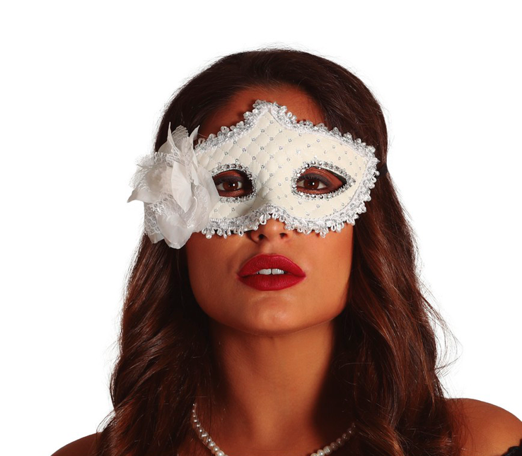 Masque à fleurs blanc