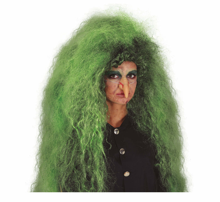 Perruque noire verte cheveux longs