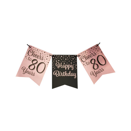 Bannière 80 ans rose noir 6m