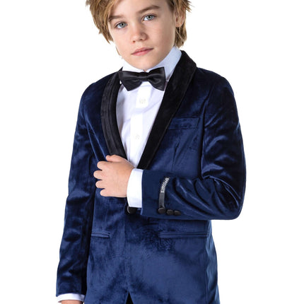 Blazer en velours bleu foncé Garçon <tc>OppoSuits</tc>
