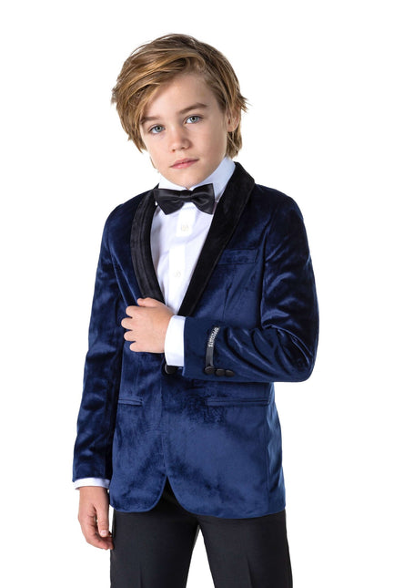 Blazer en velours bleu foncé Garçon <tc>OppoSuits</tc>