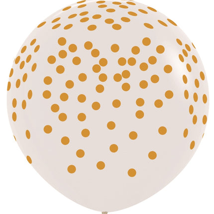 Ballons Confetti Gold Print Clear 91cm 2pcs