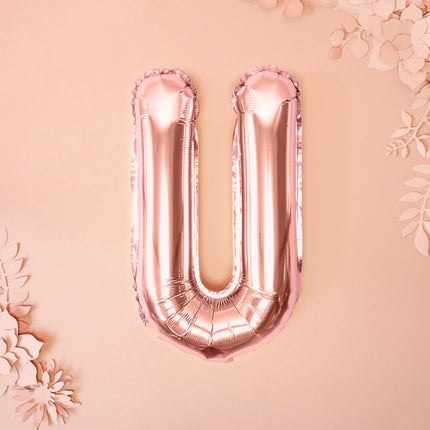 Ballon de baudruche Lettre U Rose Or Vide 35cm