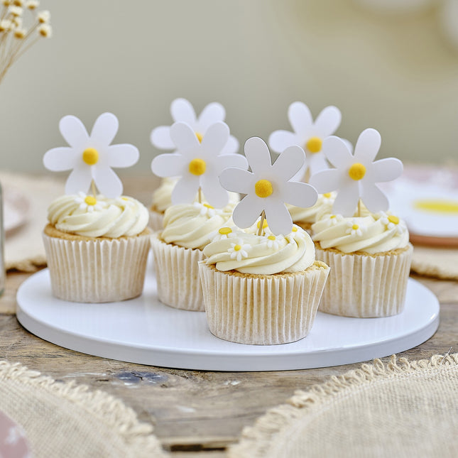 Dessus de gâteau pour la fête de bébé marguerites 12 pièces