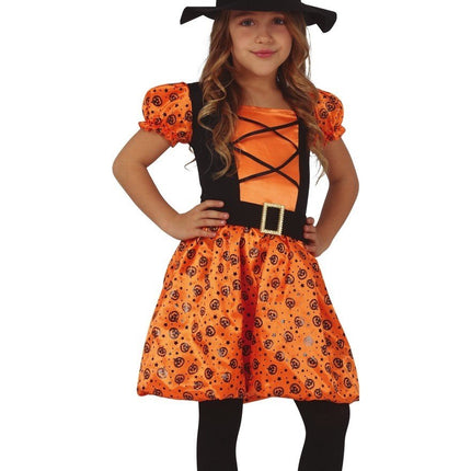 Costume d'Halloween Fille Sorcière Citrouille