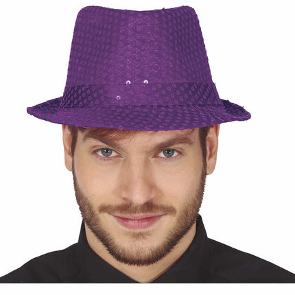 Chapeau violet pailleté