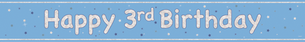 Bannière Happy Birthday Bleu clair 3 ans 2.74m