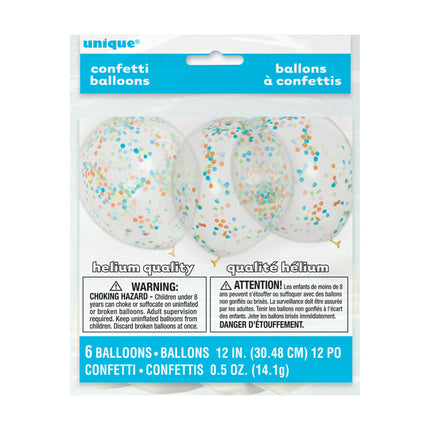 Ballons confettis colorés 30.5cm 6pcs