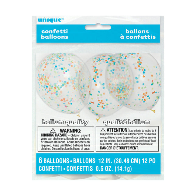 Ballons confettis colorés 30.5cm 6pcs