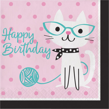 Serviettes de table Party Cats Happy Birthday 33cm 16pcs