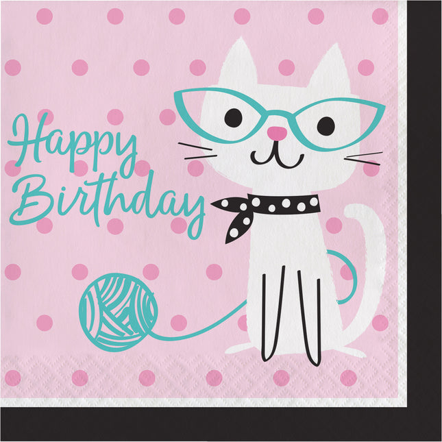 Serviettes de table Party Cats Happy Birthday 33cm 16pcs