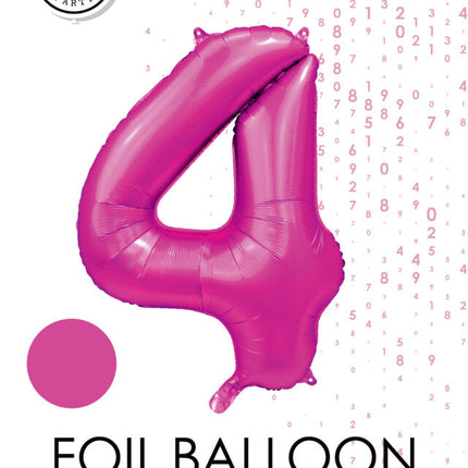 Ballon numéro Fuchsia 4 ans brillant 86cm