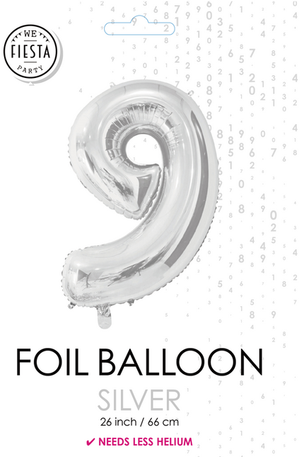 Ballon de baudruche Figure 9 Argent 66cm