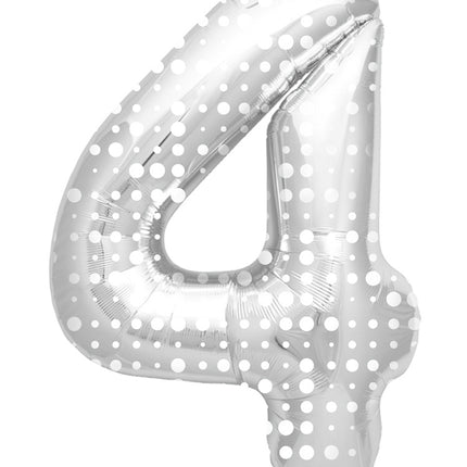 Ballon de baudruche Figure 4 Silver Dots XL 86cm vide