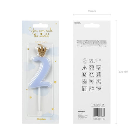 Bougie 2 ans Bleu clair 9,5cm