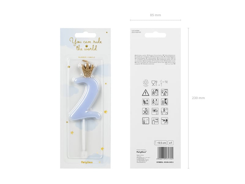 Bougie 2 ans Bleu clair 9,5cm