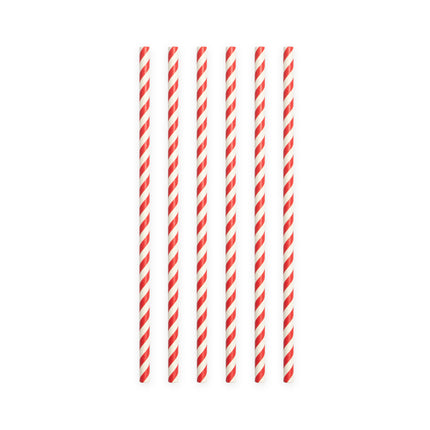Pailles en papier rayées rouges 19.7cm 20pcs