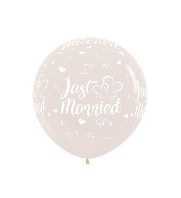 Ballons Just Married Hearts Crystal Clear 61cm 3pcs