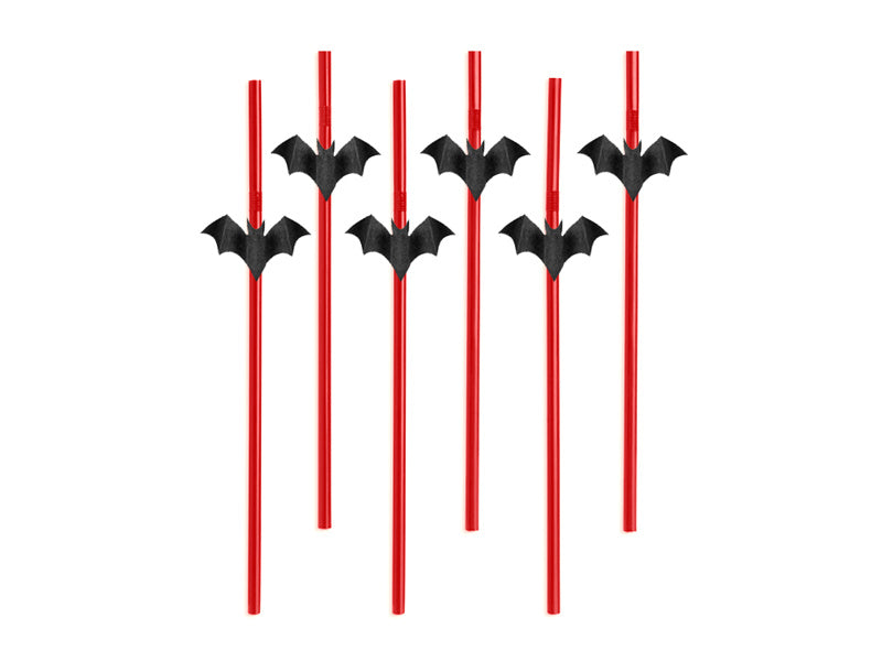 Pailles d'Halloween Chauve-souris 24cm 6pcs