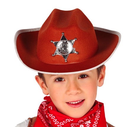 Chapeau de shérif marron enfant