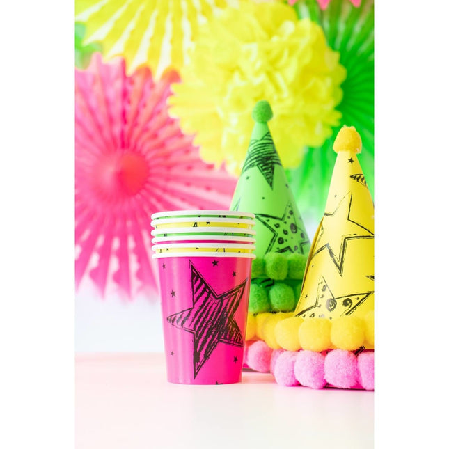 Gobelets néon colorés 250ml 6pcs