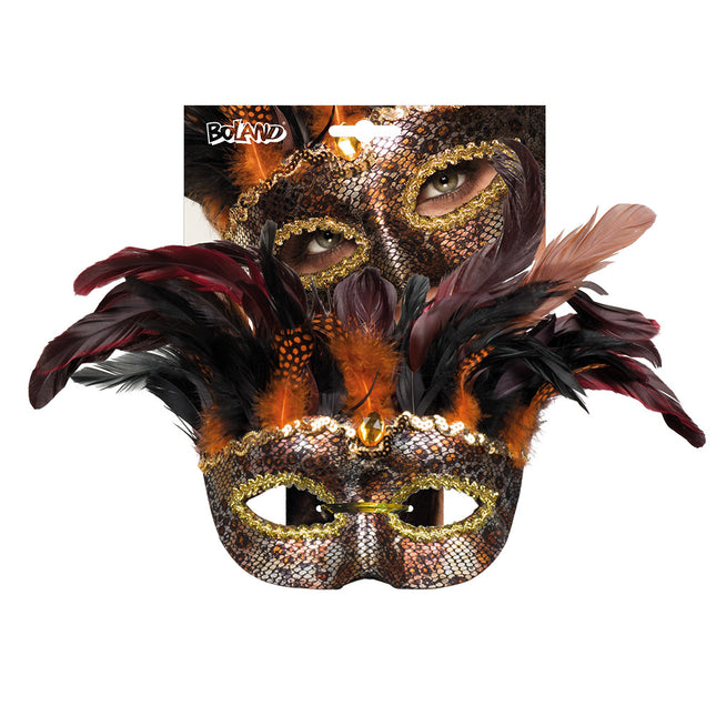 Masque d'Halloween Plumes vaudou