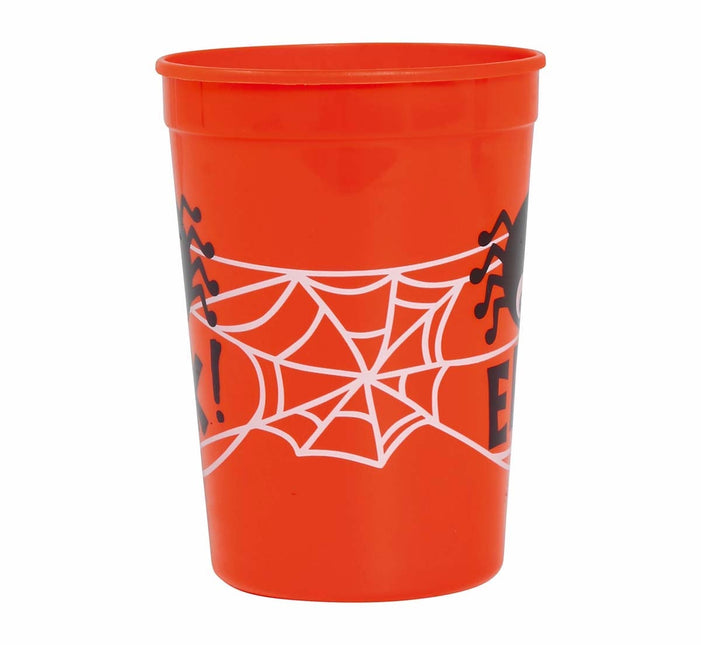 Coupe d'Halloween orange Araignée 11cm