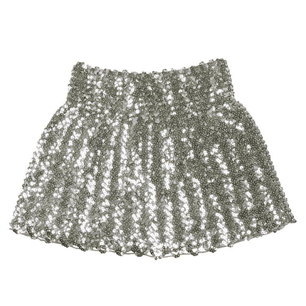 Mini jupe paillettes argent M