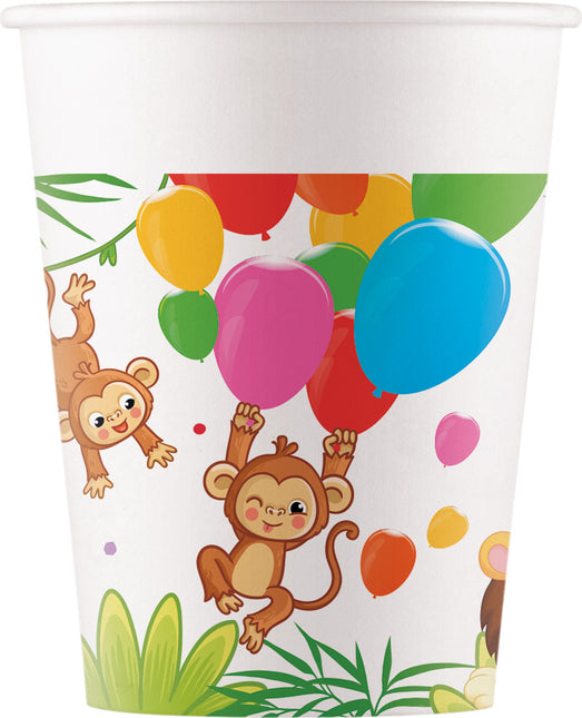 Gobelets des animaux de la jungle 8pcs