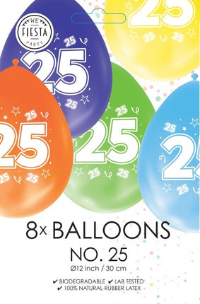 Ballons colorés 25 ans 30cm 8pcs