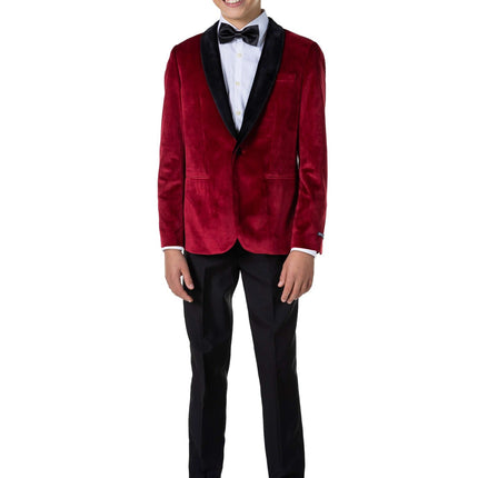 Blazer en velours rouge bordeaux Garçon Ado <tc>OppoSuits</tc>